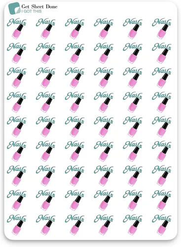 Miniatura 6 de Planificador de uñas, 54 calcomanías de vinilo divertidas (1/2 pulgadas), día de salón de manicura, tiempo de cuidado personal de belleza