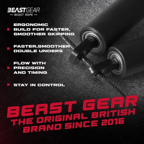Miniatura 4 de Beast Gear Jump Rope, Jump Ropes for Fitness, Premium Aluminium Skipping Rope for Men Women - Boxing, MMA, HIIT, Strength Training & Double Unders