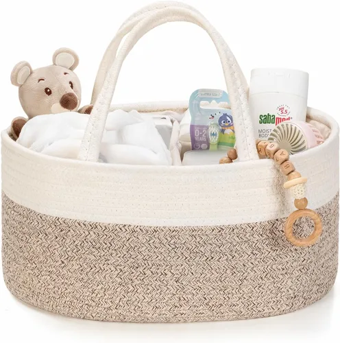 Organizador de pañales, cesta de regalo vacía para artículos esenciales para recién nacidos, cesta de almacenamiento de bebé, elegante bolsa de