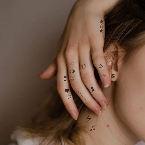 Miniatura 6 de Everjoy Más de 10 diseños impermeables brazo muñeca pierna círculo falso tatuaje temporal pegatinas - brazalete tribal bohemio negro