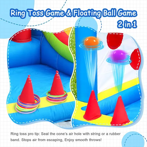 Miniatura 5 de Casa de rebote para niños con pozo de bolas y 7 zonas de juego, inflable para niños pequeños para uso en interiores y exteriores, cuenta