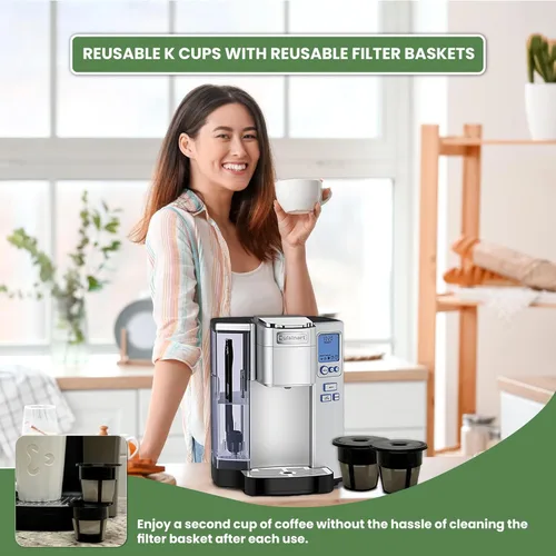 Miniatura 5 de K Cups reutilizables, paquete de 2 filtros universales de café para Keurig, Cuisinart y Mr. Coffee Brewers - Malla de acero inoxidable, sin BPA