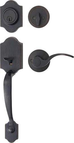 Miniatura 11 de Amazon Basics Juego de cerradura de puerta delantera, manijas con palanca Shelby, manija de puerta de nivel, exterior, paquetes de cilindro único