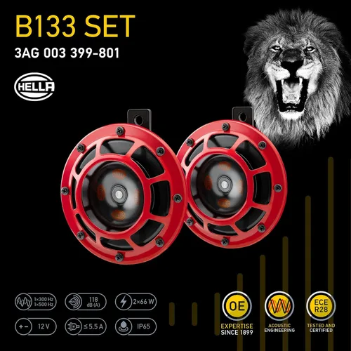 Miniatura 7 de Kit HELLA 003399801 Supertone de dos bocinas super tono de tono alto/bajo de 12 V con soporte
