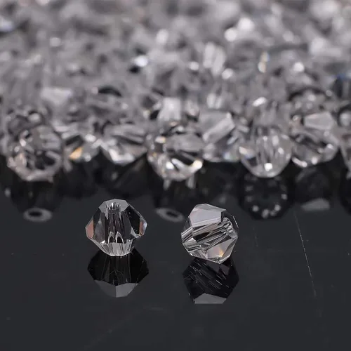 Miniatura 11 de 100 cuentas de cristal de cristal, cuentas de vidrio de 0.236 pulgadas para la fabricación de joyas, cuentas de bicona, cuentas de cristal de bicono