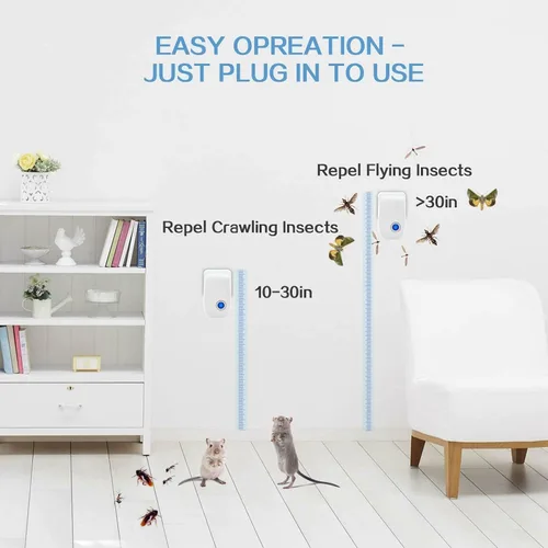 Miniatura 4 de Control ultrasónico de plagas en interiores, repelente de plagas para roedores, mosquitos, hormigas, cucarachas, ratones, pulgas, escarabajos