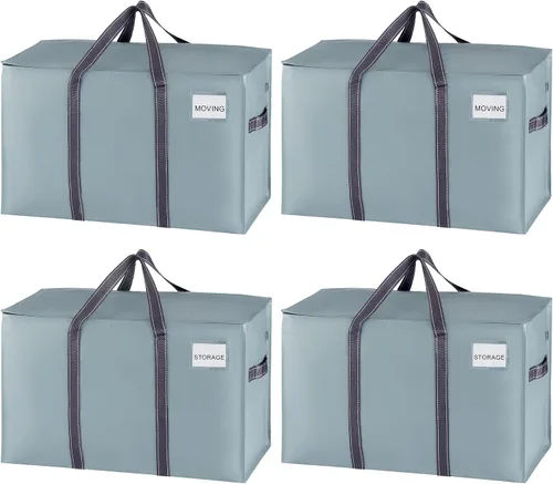 Miniatura 37 de VENO - Paquete de mudanzas, cajas de almacenamiento para embalaje universitario con tapas alternativas, para dormitorio, extragrande, asas