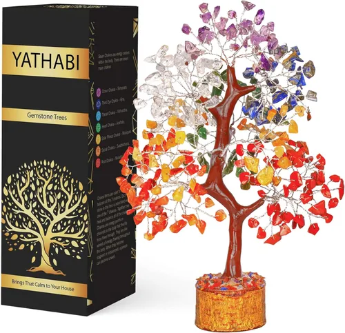 Miniatura 13 de YATHABI Escultura de gema de turmalina negra, árbol de cristal, decoración de Feng Shui, árbol de dinero de buena suerte