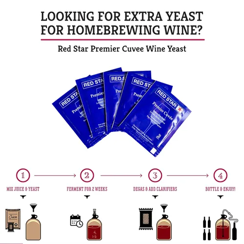 Miniatura 4 de Craft A Brew - Levadura de vino Red Star Premier Cuvee - Levadura de vino seca rápida, limpia y neutra - Para tintos, blancos y vinos espumosos