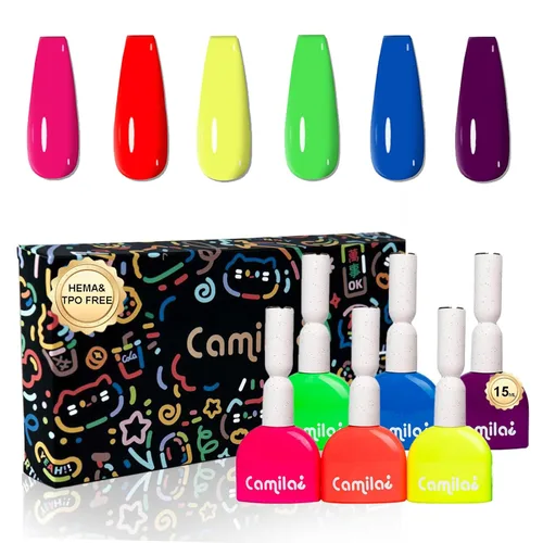 Miniatura 17 de CAMILA ¿ Juego de 6 esmaltes de uñas de gel sin Tpo de 0.5 fl oz sin Hema de colores neutros color nude claro para remojar el esmalte de gel LED