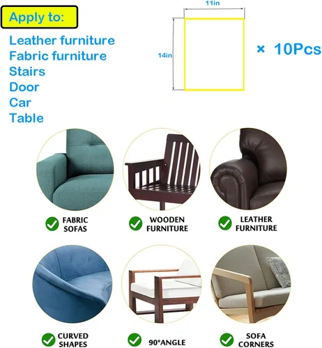 Miniatura 7 de CAILENIFDC Cinta anti arañazos para gatos para muebles10pcs cinta transparente de doble cara Para sofá, silla, cinta extraíble
