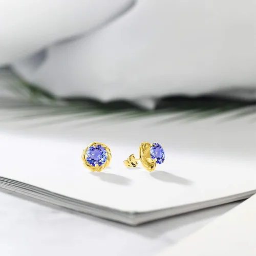 Miniatura 8 de Gem Stone King Aretes de plata de ley 925 de 0.236 in con piedra natal redonda para mujer