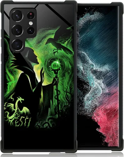 CARLOCA Funda compatible con Samsung Galaxy S22 Ultra, diseño de dama mágica verde, ultra protección, a prueba de golpes, de silicona suave, TPU