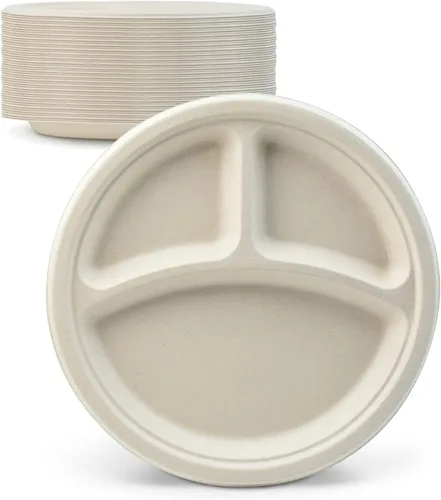 Miniatura 11 de Green Earth, Platos compostables de 10 pulgadas, 125 unidades, fibras de bambú naturales, vajilla diaria – Biodegradable, desechable, forma ovalada