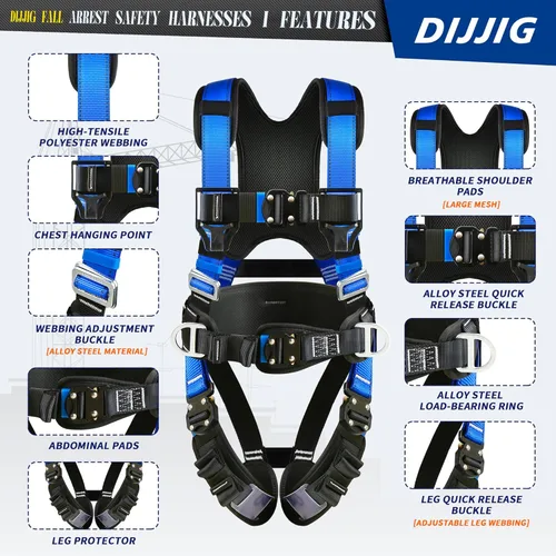 Miniatura 2 de Kit de Protección contra Caídas con Arnés de Seguridad con Cordón Amortiguador de Impactos y Correas de Seguridad por Trauma de Suspensión, Hebillas