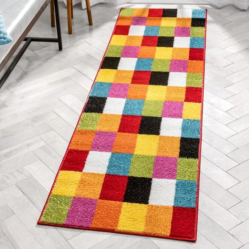 Miniatura 12 de Felpudo pequeño de Well Woven para habitación infantil, cocina. Suave y duradero de estilo moderno, diseño Daisy Flowers, con detalles en azul.