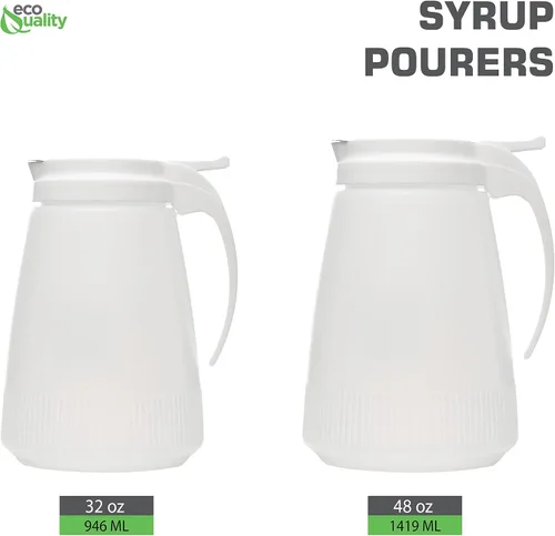 Miniatura 5 de EcoQuality - Dispensador de jarabe de plástico de 32 onzas con tapa de plástico y cubierta deslizante de acero inoxidable, dispensador de jarabe
