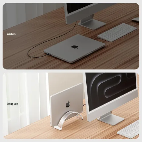 Miniatura 4 de Soporte vertical acrílico para computadora de escritorio, base invisible de acrílico para laptop, soporte vertical para laptop, organizador