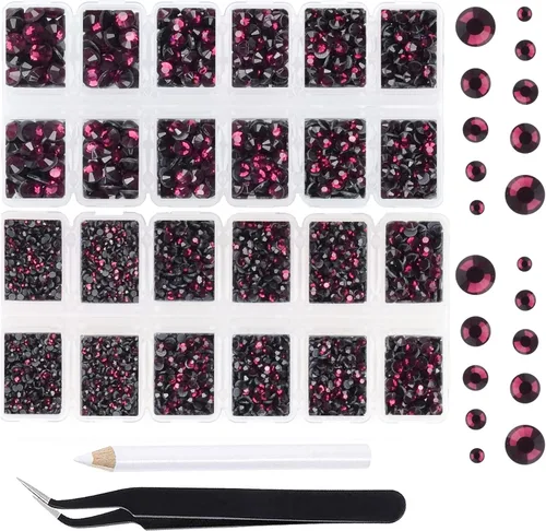 Massive Beads 7800 vasos de hierro termoadhesivos con parte trasera plana, 5 tamaños, diamantes de imitación para hacer proyectos de bricolaje con