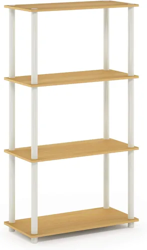 Miniatura 9 de Furinno (99557BE/WH) Turn-N-Tube - Estantería de exhibición multiuso de 4 niveles, color haya/blanco