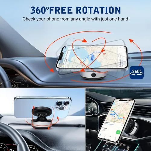 Miniatura 4 de Soporte magnético giratorio para teléfono con 360 grados, soporte de teléfono eléctrico con succión magnética para automóvil, absorción magnética