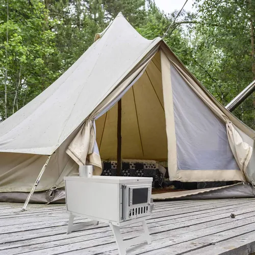 Miniatura 3 de Estufa de campamento portátil para camping, pesca en hielo, cocina, senderismo, viajes, estufa de leña portátil con chimeneas de 8.2 pies