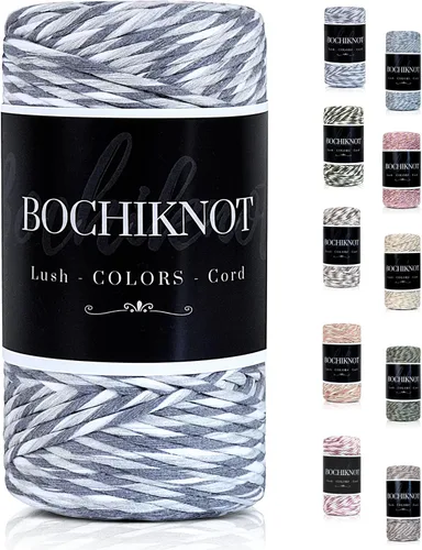 Miniatura 6 de BOCHIKNOT Cordón metálico de macramé, 0.118 in x 165 yardas, hilado con hilo dorado y plateado, ideal para manualidades de macramé, brillo de suero