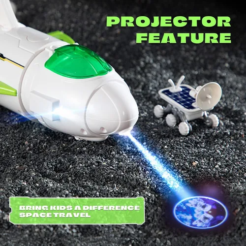 Miniatura 2 de Jomifin Juguete de nave espacial para niños y niñas, juguetes del transbordador espacial con luces y sonido, figura de 3 astronautas, cabina que se