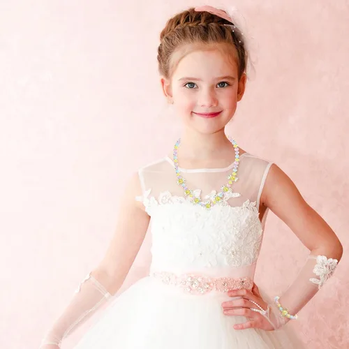 Miniatura 17 de Sumind 6 juegos de joyas para niñas pequeñas, collar de cuentas y pulsera para disfraz, joyas, regalos de princesa para fiestas (estilo mágico)