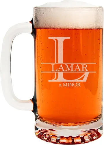 Miniatura 40 de Taza de cerveza de vidrio con monograma grabado de 16 onzas (letra B), regalos de cerveza personalizados de la A-Z para hombres, Día del Padre