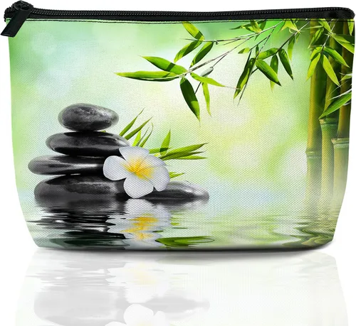 Miniatura 16 de Bolsa de maquillaje con hojas de plátano, bolsas de cosméticos para mujer, mini bolsas portátiles de viaje con flores tropicales, neceser