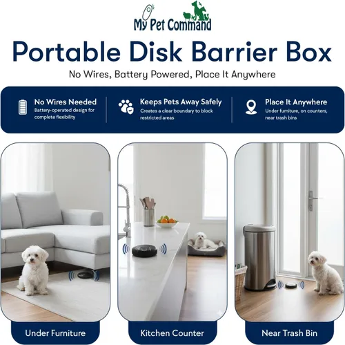 Miniatura 8 de My Pet Command, Barrera para mascotas de interior con rango ajustable, corrección estática y de tono, valla oculta para collar de contención