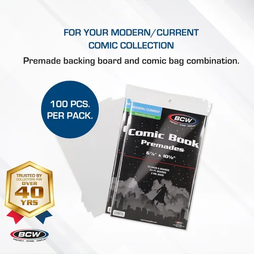 Miniatura 2 de BCW Bolsas y tableros de cómics resellables Current Fundas precargadas y tableros de respaldo para cómics modernos (paquete de 100)