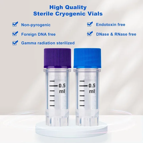 Miniatura 5 de Cryoviales de 0.0 fl oz, 25Pcs Cryotubes con código de barras lateral, frascos de esterilización con rosca externa, tubos de muestra con tapas Azul