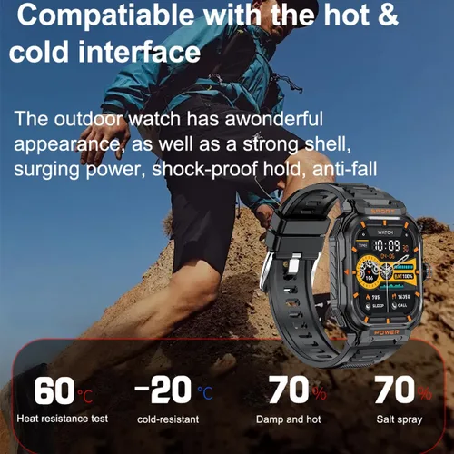 Miniatura 2 de Reloj inteligente militar con auriculares para hombres y mujeres, pantalla táctica de 2 pulgadas, modos deportivos, rastreador de fitness