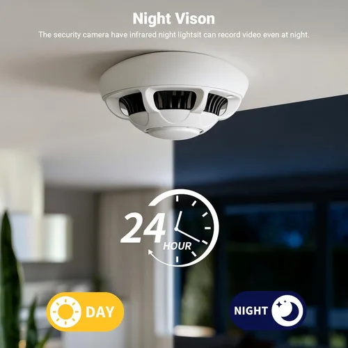 Miniatura 2 de Cámara oculta detector de humo HD 1080P cámara inalámbrica pequeña cámara de niñera para cámaras de seguridad para el hogar, bebé/mascota/niñera