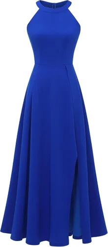 Miniatura 6 de Dressystar Vestido de sirena para mujer, vestido de sirena con abertura halter, elegante, largo, formal, vestido de graduación, cóctel, boda