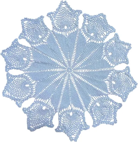 Miniatura 3 de Manteles individuales de encaje de flores de tulipán hechos a mano para mantel de cocina (1 unidad, 31 a 32 pulgadas, verde manzana)