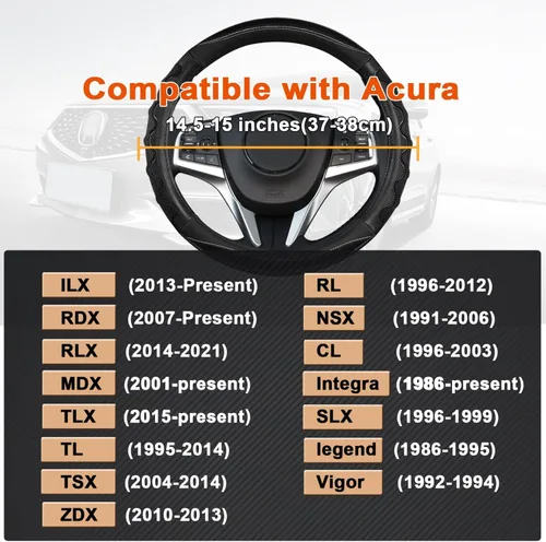 Miniatura 2 de Funda para volante GIANT PANDA para Acura RDX y MDX, funda para volante de automóvil para Acura TLX y TL - Negro