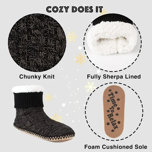 Miniatura 4 de Cozylook Calcetines tipo pantufla para hombre, con forro polar, suela antideslizante, para invierno, suaves, gruesas, acogedoras, cálidas, peludas