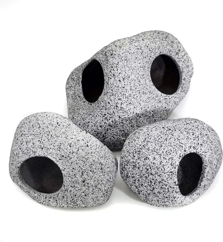 Miniatura 4 de JIH Decoraciones de acuario de roca, refugios de cerámica, hábitat de camarones, tubo de reproducción, cueva oculta, cueva apilable para decoración