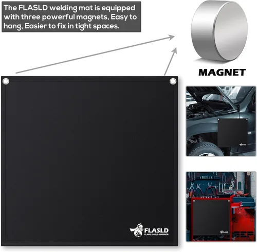 Miniatura 2 de FLASLD Protector de llama magnético para soldar y soldar con autógena, escudo térmico de alta temperatura de 18 x 18 pulgadas, alfombrilla