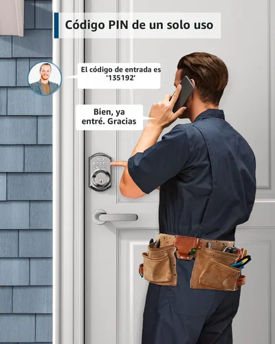 Miniatura 4 de TEEHO TE001 Cerradura de puerta de entrada sin llave con teclado, cerradura inteligente para puerta delantera con 2 llaves, bloqueo automático