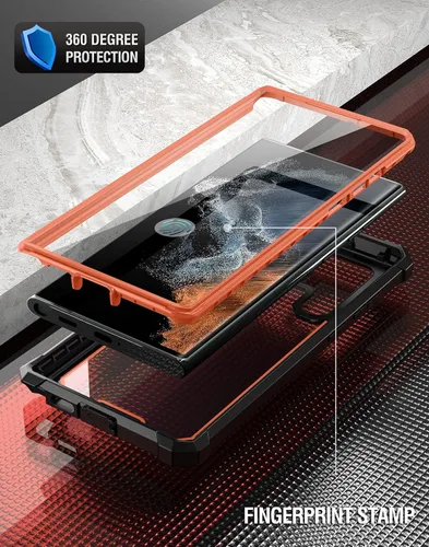 Miniatura 9 de Funda Poetic Guardian para Samsung Galaxy S22 Ultra 5G de 6,8 pulgadas [prueba de caídas de grado militar de 6 pies], protector de pantalla Naranja