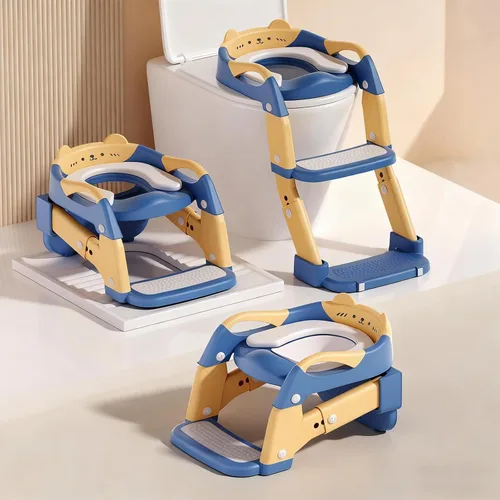 Miniatura 10 de Asiento de entrenamiento para ir al baño, asiento de inodoro mejorado para niños y niñas, inodoro de entrenamiento 3 en 1 con taburete escalonado