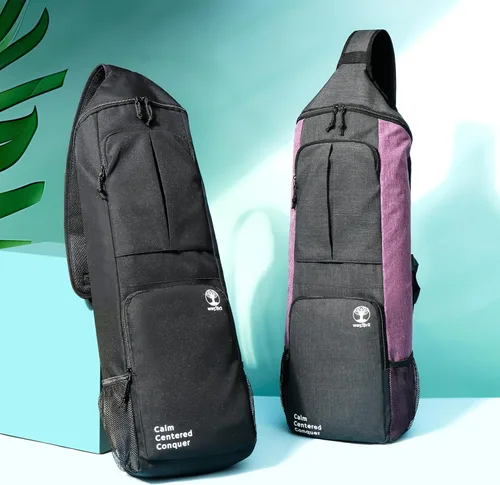 Miniatura 2 de Bolsa de transporte para esterilla de yoga WARRIOR2 - Bolsillos grandes y portabotellas de agua. Mochila de yoga para esterillas de 1.27 cm de Negro