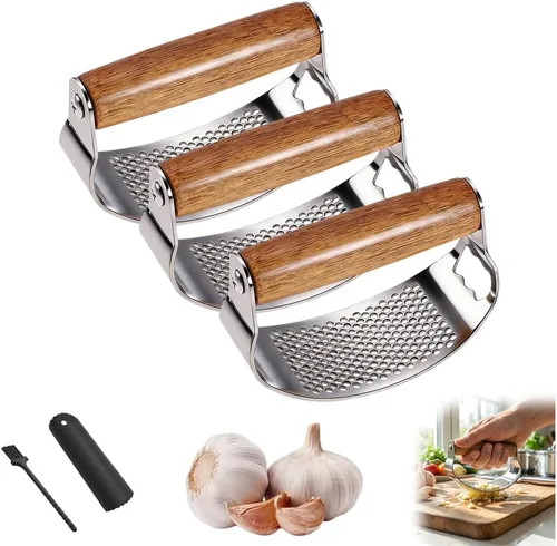 Miniatura 9 de Mecedora de prensa de ajo mejorada, prensa manual de ajo con pelador, molinillo de ajo de mango ancho para herramientas de cocina en el hogar