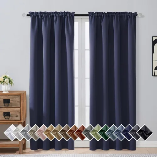 Miniatura 11 de OVZME Cortinas opacas turquesa para tratamiento de ventanas pequeñas, cortinas cortas con bloqueo de luz para ventana de cocina sobre el fregadero