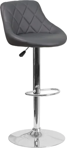 Miniatura 12 de Flash Furniture CH-82028A-BK-GG asiento de vinilo negro de diseño contemporáneo, banqueta alta ajustable con base cromada, Vinilo, Negro