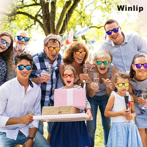 Miniatura 5 de Gafas de sol para niños a granel para edades de 3 a 5, 4, 8 a 12 años y adultos, paquete de 32 lentes de sol neón con protección UV400, gran regalo